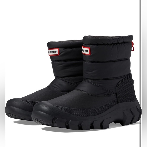 Women’s Hunter Intrepid Short Snow Boots Black Size 9 New in Damaged Box - Picture 1 of 14